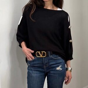 MADE IN ITALY Black Sweater With Button Details